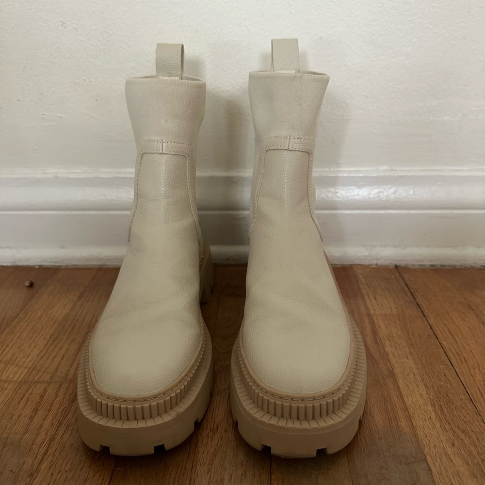 MANGO Cream Leather Ankle Boots